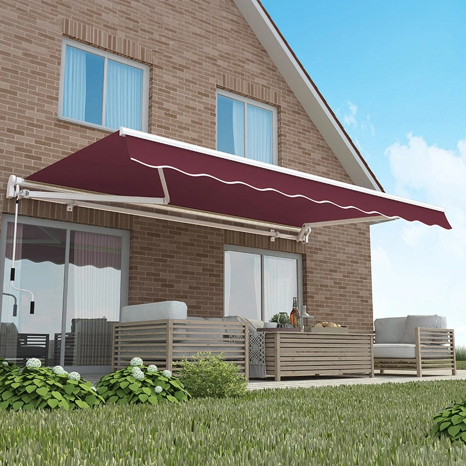 2.5m Budget Manual Awning, Burgundy 1 2.5m Budget Manual Awning, Burgundy