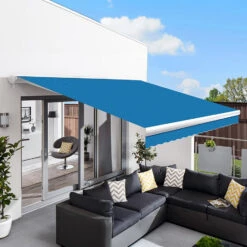 2.5m Full Cassette Electric Awning, Azure Blue