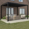 3m X 4m Deluxe Charcoal Pergola With Louvered Shutter Roof By Primrose Living