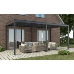 6m X 3m Deluxe Charcoal Pergola With Louvered Shutter Roof By Primrose Living