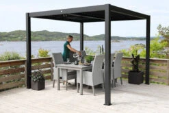 6m X 3m Deluxe Charcoal Pergola With Louvered Shutter Roof By Primrose Living 8 6m X 3m Deluxe Charcoal Pergola With Louvered Shutter Roof By Primrose Living -Primrose Awnings pr0000003068 card3 lg