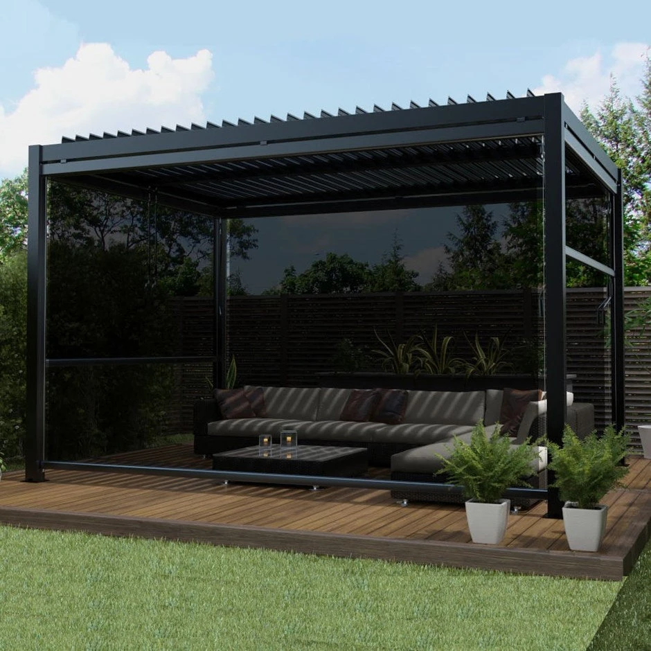 Single Charcoal Dropdown Side Shade For 3x4m Deluxe Pergola 1 Single Charcoal Dropdown Side Shade For 3x4m Deluxe Pergola