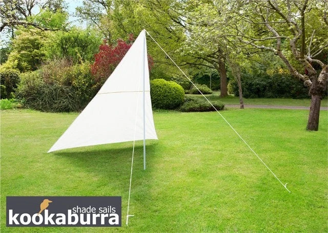 Portable Ivory Wind Break Kit W/ Poles, Ropes And Pegs - Triangle 1 Portable Ivory Wind Break Kit W/ Poles, Ropes And Pegs - Triangle