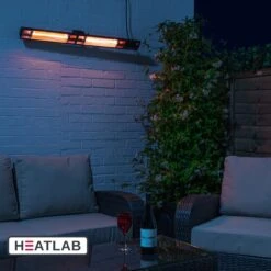 3kW IP44 Wall Mounted Electric Patio Heater Remote Control Black By Heatlab® -Primrose Awnings pr0000007751 card3 lg