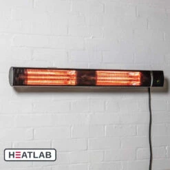 3kW IP44 Wall Mounted Electric Patio Heater Remote Control In Silver | Heatlab®
