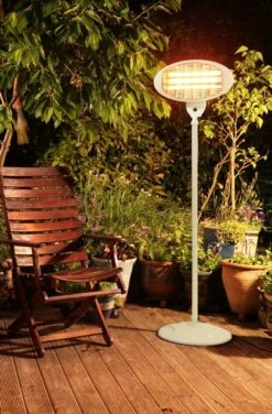 Freestanding Electric Quartz Bulb Patio Heater In White| Heatlab® -Primrose Awnings pr0000007882 card3 lg