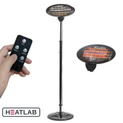 Freestanding Electric Quartz Bulb Patio Heater W/ Remote | Heatlab® 27 Freestanding Electric Quartz Bulb Patio Heater W/ Remote | Heatlab® -Primrose Awnings pr0000007893 card9 lg