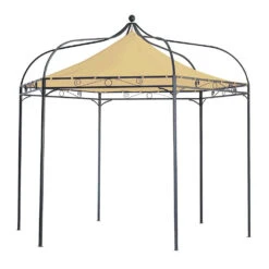 Harlington Deluxe Steel Frame Gazebo With Roof Canopy In Sand
