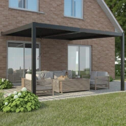 3m X 3m Deluxe Charcoal Wall Mounted Veranda With Louvered Shutter Roof 15 3m X 3m Deluxe Charcoal Wall Mounted Veranda With Louvered Shutter Roof -Primrose Awnings pr0000061099 card7 lg