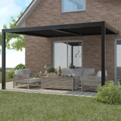 3m X 3m Deluxe Charcoal Wall Mounted Veranda With Louvered Shutter Roof 16 3m X 3m Deluxe Charcoal Wall Mounted Veranda With Louvered Shutter Roof -Primrose Awnings pr0000061099 card8 lg