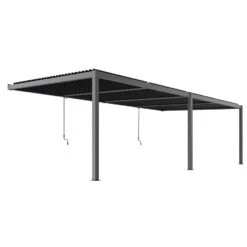 6m X 3m Deluxe Charcoal Wall Mounted Veranda With Louvered Shutter Roof