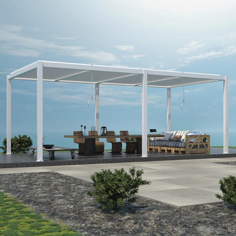 6m X 3m Deluxe White Veranda With Louvered Shutter Roof 1 6m X 3m Deluxe White Veranda With Louvered Shutter Roof