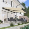 3.0M Deluxe Wireless Full Cassette Electric Awning With Lights (Charcoal Cassette) | Ivory