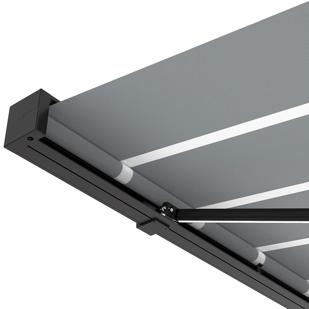 3.5M Deluxe Wireless Full Cassette Electric Awning With Lights (Charcoal Cassette) | Pin Stripe Grey 8 3.5M Deluxe Wireless Full Cassette Electric Awning With Lights (Charcoal Cassette) | Pin Stripe Grey - Image 8