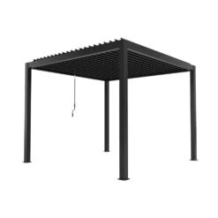 4m X 3m Charcoal Pergola With Steel Louvered Shutter Roof By Primrose Living -Primrose Awnings pr0000063180 card7 lg